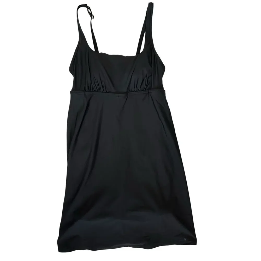 Lands' End Chlorine Resistant Swim Dress Black Hidden Shorts Size 4
